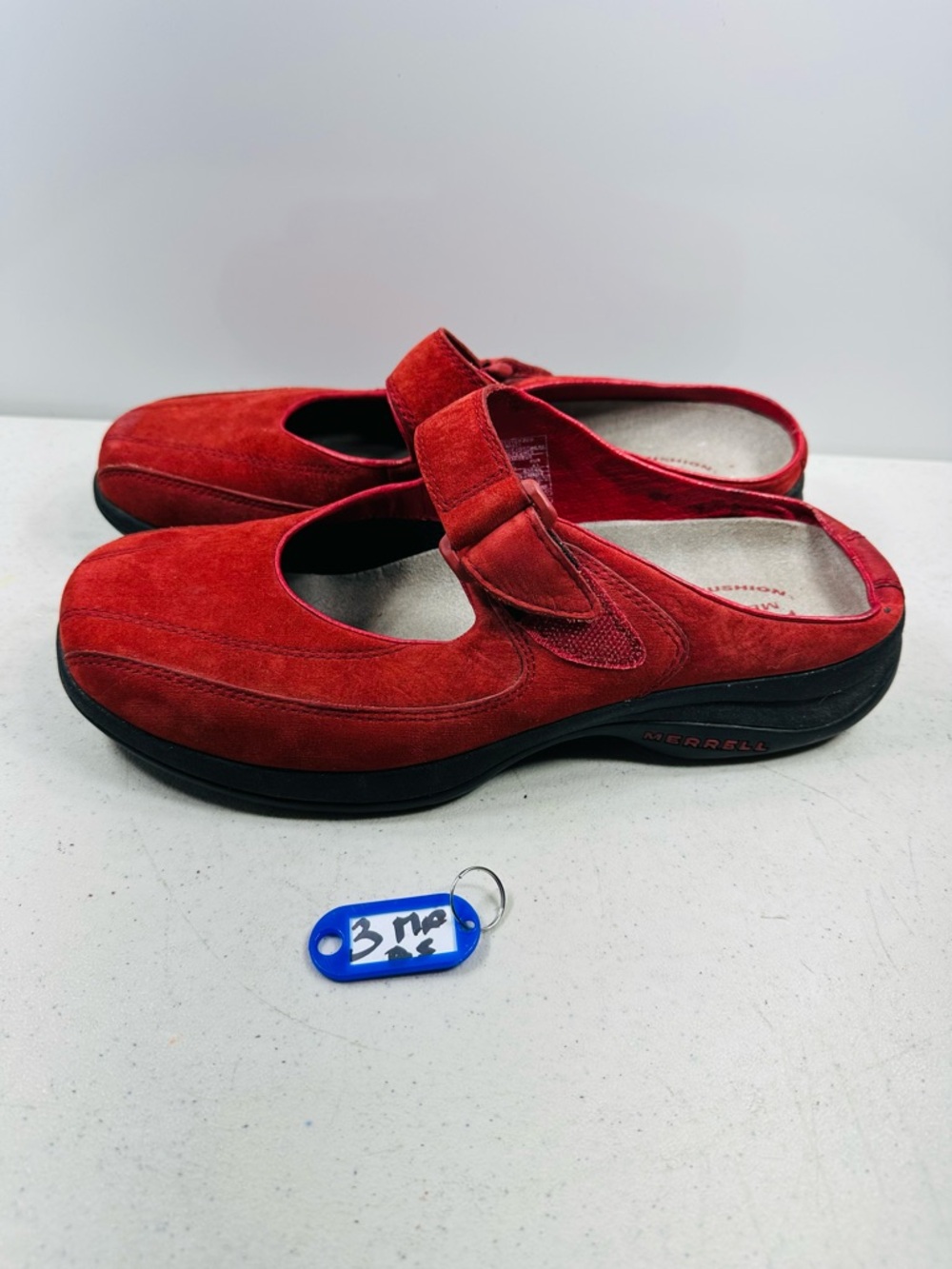 Merrell Red Suede Mary Jane Clog Mules